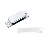 Amig Lot de 2 boutons magnétiques Mod.10 finition blanche | Fermeture cachée pour portes d'armoires et meubles de maison ou de bureau | Dimensions : 56 x 15 mm | Vis de fixation incluses