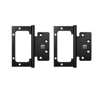 Amig - Lot de 2 charnières | 100 x 90 x 2,5 mm | Recommandée pour les portes | Ouverture et fermeture silencieuses | Acier inoxydable noir mat | Inclus visserie