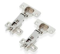 Amig - Lot de 2 Charnières à Cazolette Droite Niquelée - Ø35 mm - Acier Niquelé - Ouverture 110° - Installation Cachée pour Meubles de Cuisine, Bureau et Armoires - Vis Réglables (Non Incluses)
