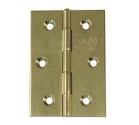 Amig - Lot de 2 charnières fixes en laiton sans remate | 60 x 40 mm | Modèle 1002 | Finition polie vernis | Canto carré | Profil Laminé | Facile à installer et à utiliser | Bricolage
