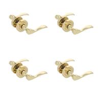 Amig - Lot de 4 ensembles de poignées avec rosace, modèle Yaltarz, en acier laitonné verni, dimension : 52 mm, carré de 6 mm, idéal pour portes intérieures ou extérieures, design moderne