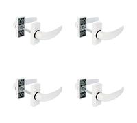 Amig - Lot de 4 ensembles de poignées avec rosace pour portes - Modèle DELTA - 121 x 72 mm - Carré de 8 mm - Design élégant et épuré - Poignée avec prise en main ergonomique - Aluminium blanc