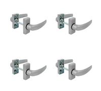 Amig - Lot de 4 ensembles de poignées avec rosace pour portes - Modèle DELTA - 121 x 72 mm - Carré de 8 mm - Design élégant et épuré - Poignée avec prise en main ergonomique - Aluminium argenté