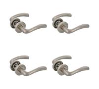Amig - Lot de 4 ensembles de poignées de porte avec rosace en zamak - Modèle MIKA - Ø52 mm - Carré de 8 mm - Design élégant et épuré - Aluminium nickel brossé
