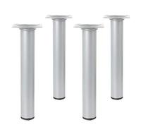 Amig - Lot de 4 Pieds Ronds pour Meuble - 30X100 cm - Acier - pour Tables Basses, Tables de Nuit, Commodes... - Embout Anti-Rayures - Résistants - Noir - Visserie Incluse