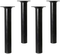 Amig - Lot de 4 Pieds Ronds pour Meuble - 30X200 cm - Acier - pour Tables Basses, Tables de Nuit, Commodes... - Embout Anti-Rayures - Résistants - Blanc - Visserie Incluse