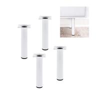 Amig - Lot de 4 Pieds Ronds pour Meuble - 30X400 cm - Acier - pour Tables Basses, Tables de Nuit, Commodes... - Embout Anti-Rayures - Résistants - Argent - Visserie Incluse