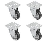 Amig - Lot de 4 roues pour chargement industriel mod. 2522 | Avec plaque et roulements | Dimensions : Ø 125 mm | Charge maximale par roue : 120 kg | Fabriqué en caoutchouc | Couleur noire | Sans frein
