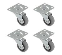 Amig - Lot de 4 Roulettes pour Meubles - Ø 30 mm - Charge Maximale par Roue 15 kg - Platine en Acier - Fabriquées en Caoutchouc - Sans Frein - Idéales pour Chaises de Bureau et Petits Meubles