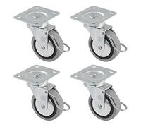 Amig - Lot de 4 roulettes pour meubles mod. 2503, avec frein, avec platine et roulements, dimensions : 40 mm, charge maximale par route : 17 kg, en caoutchouc, couleur grise