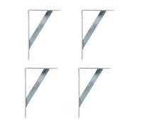 Amig - Lot de 4 Supports pour Étagères Couleur Argent | Équerre pour étagères 250 x 150 mm | Acier résistant : jusqu’à 320 kg