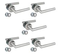 Amig - Lot de 5 poignées de porte sur rosace | 136 x Ø53 mm | Design Élégant et Simple | Idéal pour votre maison ou bureau | Acier Inoxydable | Argenté Mat | Inclut Entrée de Clé pour Cylindres