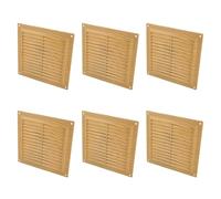 Amig - Lot de 6 grilles de ventilation carrées en plastique avec moustiquaire - Grilles d’aération pour sortie d’air - Adaptées au plafond - Dimensions : 170x170 mm - Couleur : Pin
