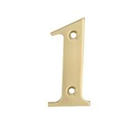 Amig - Numéro 1 Trou à visser en laiton poli pour l'intérieur et l'extérieur, 100 mm, pour portes, murs ou façades de maison, finition dorée
