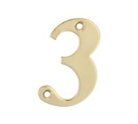 Amig - Numéro 3 Laiton poli pour vissage intérieur et extérieur | 100 mm | Pour portes, murs ou façades de maison | Finition dorée