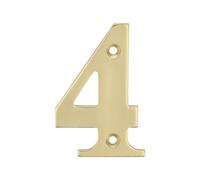 Amig - Numéro 4 en laiton poli pour vis à l'intérieur et à l'extérieur | Dimensions : 50 mm | Convient sur portails, murs ou façades | Finition dorée