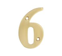 Amig - Numéro 6 Trou en laiton poli pour raccord à vis intérieur et extérieur | 100 mm | Pour les entrées de porte, les murs ou les façades de maison | Finition dorée
