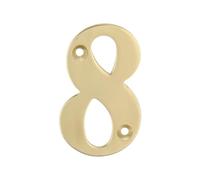 Amig Numéro 8 Trou de vis intérieur et extérieur en laiton poli 100 mm pour portails, murs ou façades de maison Finition dorée