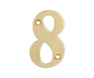 Amig Numéro 8 Trou de vis intérieur et extérieur en laiton poli 100 mm pour portails, murs ou façades de maison Finition dorée