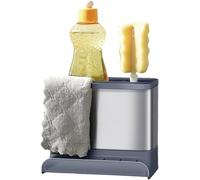 Amig - Organisateur d'Évier Noxi - 15,4 x 11,4 x 18 cm - Acier Inoxydable et Plastique Résistant - Couleur Grise - Support pour Éponges, Brossettes et Détergent avec Plateau Démontable