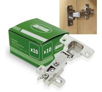 Amig - Pack de 10 Charnières Droites à Boîtier | Acier Nickelé | Pour Portes de Meubles et Armoires de Cuisine | Ø35 mm | Ouverture 110° | Argenté