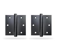 Amig - Pack de 2 Charnières Fixes | 4'' x 4'' (101 x 101 x 2.5 mm) | Acier Inoxydable 18/8 | Noir | Avec Finition Plate | Bord Carré