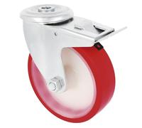 Amig - Pack de 4 Roulettes avec Frein | Ø 100 mm | Roulettes Pivotantes avec Trou | Poids Maximum 120 kg | Pour Déplacer des Meubles Lourds | Roulements à Rouleaux | Noyau en Nylon | Couleur Blanc