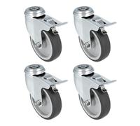 Amig - Pack de 4 Roulettes avec Frein | Ø 100 x 27 mm | Roulettes Pivotantes avec Plaque en Acier Inoxydable et Trou | Poids Maximum 90 kg | Pour Déplacer des Meubles Lourds | Noyau en Polypropylène