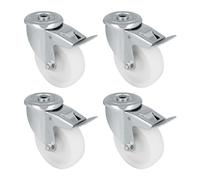 Amig - Pack de 4 Roulettes avec Frein | Ø 100 x 32 mm | Roulettes Pivotantes avec Trou | Poids Maximum 200 kg | Pour Déplacer des Meubles Lourds | Roulements à Rouleaux | Noyau en Nylon