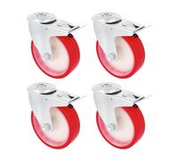 Amig - Pack de 4 Roulettes avec Frein | Ø 80 mm | Roulettes Pivotantes avec Trou | Poids Maximum 100 kg | Pour Déplacer des Meubles Lourds | Roulements à Rouleaux | Noyau en Nylon | Polyuréthane
