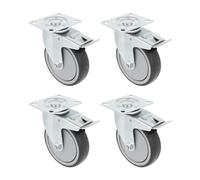 Amig - Pack de 4 Roulettes avec Frein pour Meubles | Ø 100 mm | Roulettes Pivotantes avec Plaque de Montage | Poids Maximum 110 kg | Pour Déplacer des Meubles Lourds | Roulements à Rouleaux