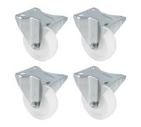 Amig - Pack de 4 Roulettes Fixes avec Plaque Métallique | Ø 100 x 32 mm | Poids Maximum 200 kg | Pour Déplacer des Meubles Lourds | Roulements à Rouleaux | Noyau en Nylon | Couleur Blanc