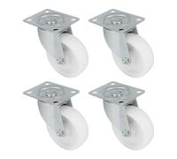 Amig - Pack de 4 Roulettes Pivotantes avec Plaque Métallique | Ø 100 x 32 mm | Poids Maximum 200 kg | Pour Déplacer des Meubles Lourds | Roulements à Rouleaux | Noyau en Nylon | Couleur Blanc
