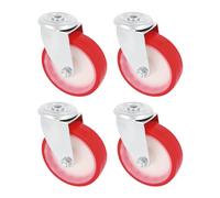 Amig - Pack de 4 Roulettes Pivotantes avec Trou | Ø 100 mm | Poids Maximum 120 kg | Pour Déplacer des Meubles Lourds | Roulements à Rouleaux | Noyau en Nylon | Couleur Blanc | Polyuréthane Rouge