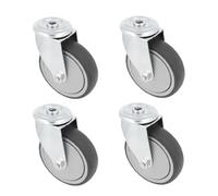 Amig - Pack de 4 roulettes pour meubles - Avec trou (à œil) - Ø100 mm - Charge maximale par roulette : 110 kg - Platine en acier - Fabriquées en caoutchouc - Sans frein