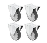 Amig - Pack de 4 roulettes pour meubles - Platine fixe - Ø100 mm - Charge maximale par roulette : 110 kg - Platine en acier - Fabriquées en caoutchouc - Sans frein