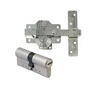 Amig - Pack de sécurité Verrou en acier et cylindre en laiton assorti pour portes en bois | Mod. 1PLUS | ø 70 mm (35-35) | Augmente la sécurité de votre maison | Acier argenté