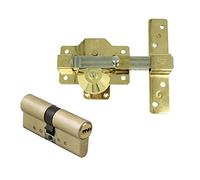 Amig - Pack de Sécurité Verrou en Acier et Cylindre en Laiton Assorti pour Portes en Bois, Mod. 1PLUS, 70 mm (35-35) | Augmente la Sécurité de ton Domicile | Acier Doré