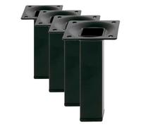 Amig - Pied carré pour Meuble - Mod. 3-25 x 25 x 200 mm - avec vis de réglage - Vis à 4 Points - Résistance jusqu'à 15 kg/Jambe - Acier Noir (Lot de 4)
