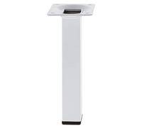 Amig - Pied carré pour Meuble | Mod. 3 | 25 x 25 x 250 mm | avec vis de réglage | Vissable par 4 Points | Résiste jusqu'à 15 kg/Pied | Acier Blanc