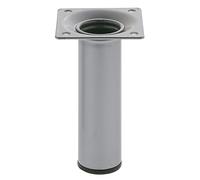 Amig - Pied Rond pour Meuble - 30X100 cm - Acier - pour Tables Basses, Tables de Nuit, Commodes... - Embout Anti-Rayures - Résistant - Argent - Visserie Incluse