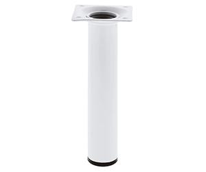 Amig - Pied Rond pour Meuble - 30X200 cm - Acier - pour Tables Basses, Tables de Nuit, Commodes... - Embout Anti-Rayures - Résistant - Blanc - Visserie Incluse