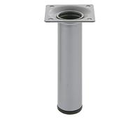 Amig - Pied Rond pour Meuble - 30X300 cm - Acier - pour Tables Basses, Tables de Nuit, Commodes... - Embout Anti-Rayures - Résistant - Argent - Visserie Incluse