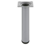 Amig - Pied Rond pour Meuble - 30X400 cm - Acier - pour Tables Basses, Tables de Nuit, Commodes... - Embout Anti-Rayures - Résistant - Argent - Visserie Incluse