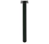 Amig - Pied Rond pour Meuble - 30X600 cm - Acier - pour Tables de Cuisine, Salle à Manger et Bureau - Embout Anti-Rayures - Résistant - Noir - Visserie Incluse