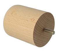 Amig - Pied Rond pour Meuble, Pied en Bois de Hêtre avec Finition Naturelle, Pieds de Rechange pour Canapés, Lits, Tables, Fixation : Tige Métallique M8, Dimensions : 68 x 80 mm