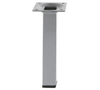 Amig - Pieds carrés pour Meubles - Mod. 3-25 x 25 x 200 mm - avec vis de réglage - Vissable par 4 Points - Résiste jusqu'à 15 Kg/Pied - Acier argenté