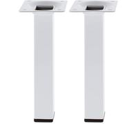 Amig - Pieds de Meuble en Métal Blanc Durable 25x25x350mm | Charge de 15kg par Pied | avec Vis de Réglage, Blanc, Métal, (Lot de 2)