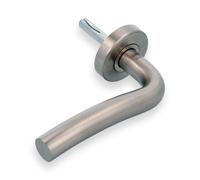 Amig - Poignée de porte avec rosace 19EI en laiton - Acier inoxydable 18/8-53mm - Carré de 8 mm - Idéal pour les portes d'entrée - Ouverture de la porte : Gauche - Finition : Mat