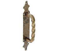 Amig - Poignée de Porte en Acier avec Plaque en Cuir | Style Rustique | Installation Facile | Convient pour Portes et Portails | Charnière Décorative | Verrou Fer Forgé, Cuir, 28x4.5 cm, Acier Alliage